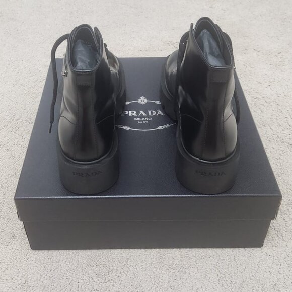 Prada Brushed leather combat boots Men Size 8.5 US - Picture 3 of 10